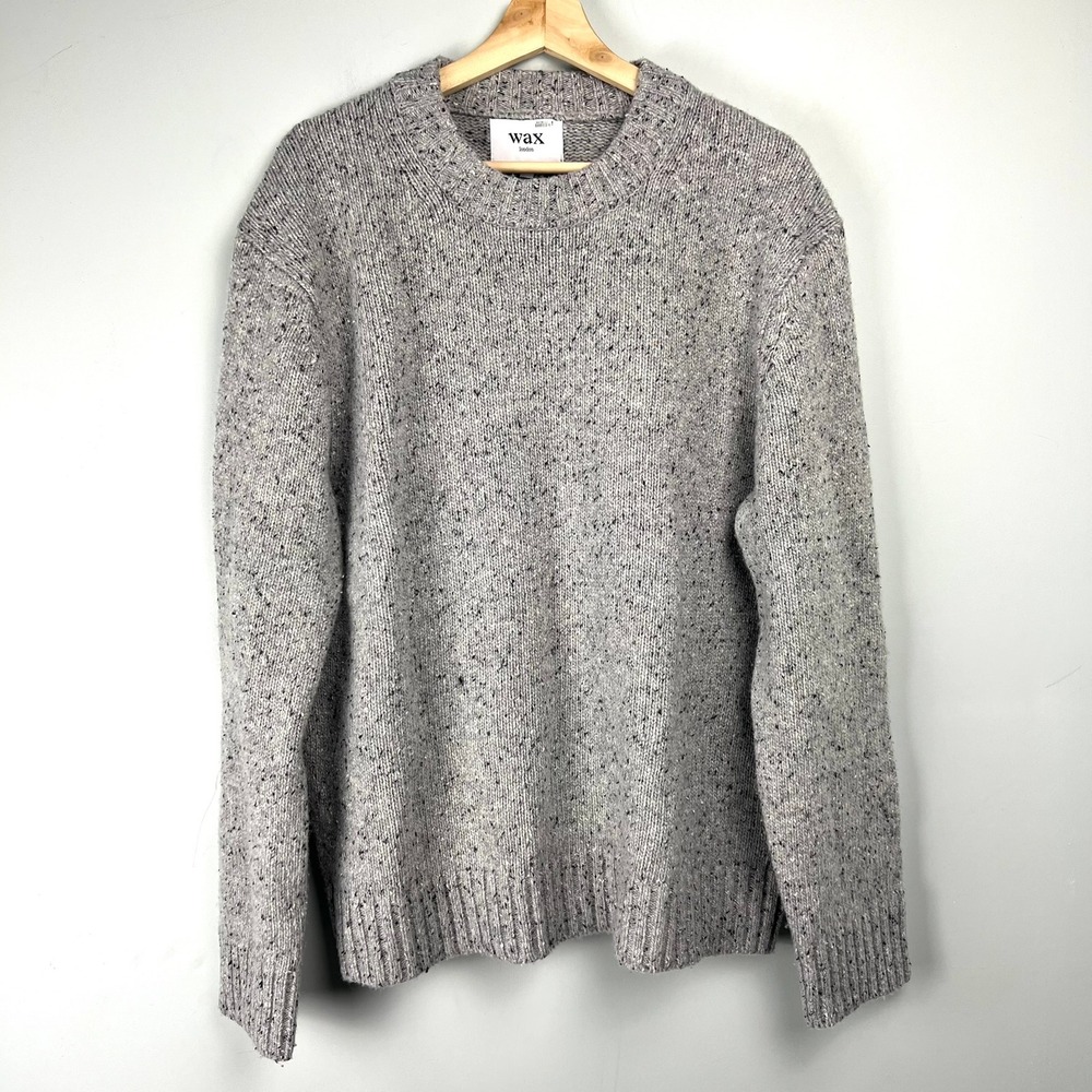 Wax London Mens Grey Flecked Wool Crew Neck Sweater XL Heavy Knit Luxury British